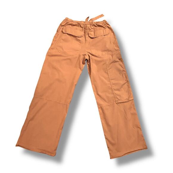 Monrow Women’s Peanut Mocha Brown Elastic Waistband Wide Leg Cargo Pant Small - Picture 8 of 13